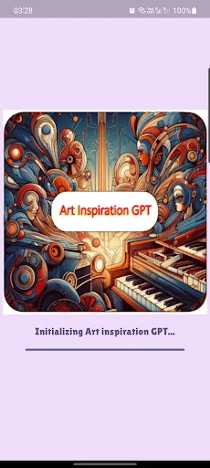 Art Inspiration GPT opening screen with colorful illustration and an initialization message